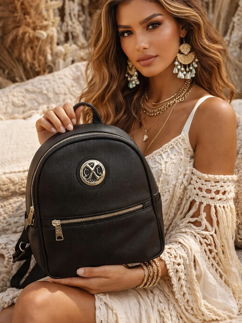 CXL by Christian Lacroix Black Pine Caviar Backpack NWT Luxe Mini Backpack